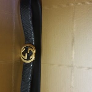 Womans leather reptile print GUCCI BELT
